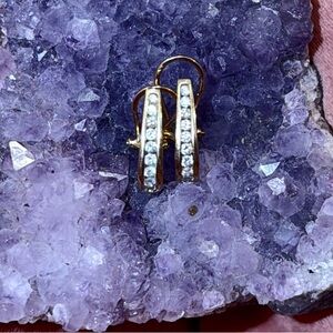 💎RP $3790 14K Samuels Jewelers Earrings Real Solid Gold Diamonds Hoop Comfy